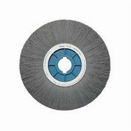 NYLOX Wheel Brush, Composite, 14 in Brush Dia, 1-1/8 in Face W, 5-1/4 to 2 in Arbor Hole, Crimped/Round Fi 85150